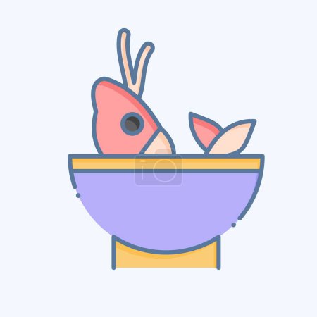 Icon Soup Sea. related to Seafood symbol. doodle style. simple design illustration