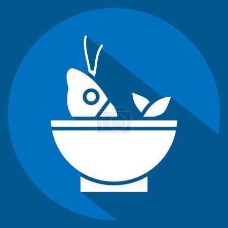 Icon Soup Sea. related to Seafood symbol. long shadow style. simple design illustration