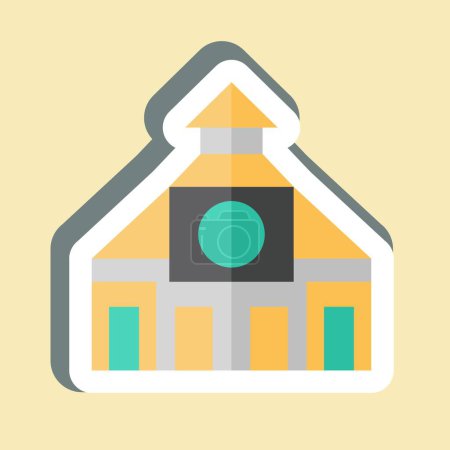Sticker Church. related to City symbol. simple design illustration