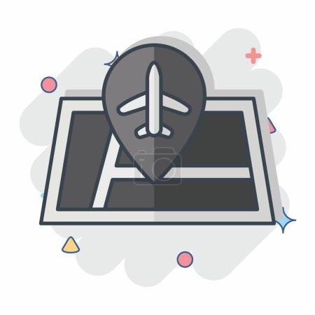 Icon Airport Location. related to Airport symbol. comic style. simple design illustration