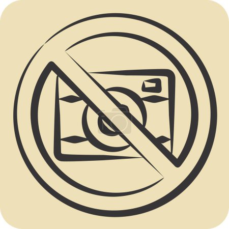 Icon Camera Prohibited. related to Airport symbol. hand drawn style. simple design illustration