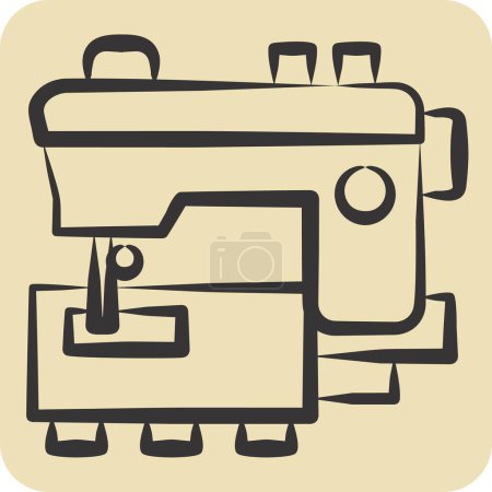 Icon Sewing Machine. related to Sewing symbol. hand drawn style. simple design illustration