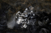 Golden sparkling abstract background, luxury black smoke, acrylic paint underwater explosion, cosmic swirling ink Poster #617881474