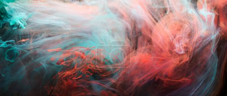 Czerwony szmaragdowy tło abstrakcyjne tło. Tło farby akrylowej do perfum, hookah, kosmetyków. Tajemnicze chmury dymne, kolorowa mgła