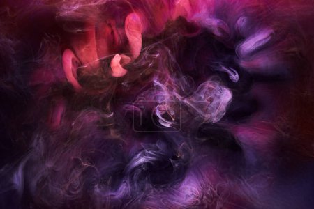 Photo for Contrasting pink ink abstract background. Acrylic paint backdrop for perfume, hookah, cosmetics. Mysterious smoke clouds, colorful fog - Royalty Free Image