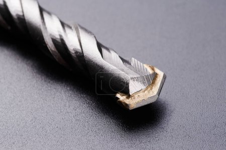Photo for Metal drill bits for concrete, Boers for perforator isolated on black background - Royalty Free Image