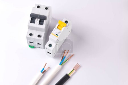 Photo for Electrical switch isolated on white background, electrician equipment - Royalty Free Image