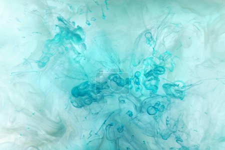 Photo for Emerald green ink abstract background. Acrylic paint backdrop for perfume, hookah, cosmetics. Mysterious smoke clouds, colorful fog - Royalty Free Image