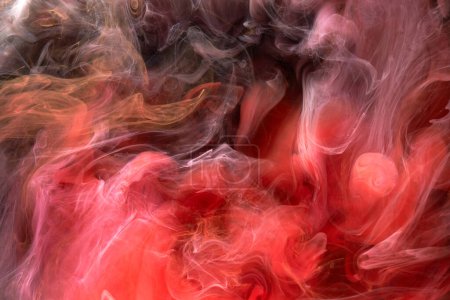 Foto de Contrastando fondo abstracto de tinta multicolor. Fondo de pintura acrílica para perfume, narguile, cosméticos. Misteriosas nubes de humo, niebla colorida - Imagen libre de derechos