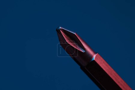 Photo for Nozzle for screwdriver, attachment bit close-up isolated on black background - Royalty Free Image
