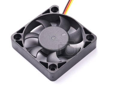 Photo for Computer cooler in black color isolated on white background. Processor ventilation system, Computer fan - Royalty Free Image