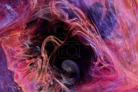 Téléchargez les photos : Multicolored contrast outer space abstract background, clouds of interstellar smoke in motion, cosmic swirl of paints - en image libre de droit
