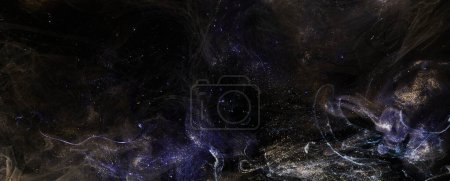 Foto de Contraste multicolor del espacio exterior fondo abstracto, nubes de humo interestelar en movimiento, remolino cósmico de pinturas - Imagen libre de derechos