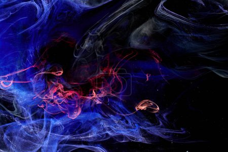 Photo for Multicolored contrast outer space abstract background, clouds of interstellar smoke in motion, cosmic swirl of paints - Royalty Free Image