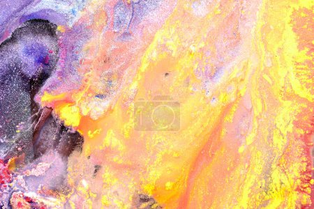 Téléchargez les photos : Luxury sparkling abstract background, liquid art. Multi-colored contrast paint mix, alcohol ink blots, marble texture. Modern print pattern - en image libre de droit