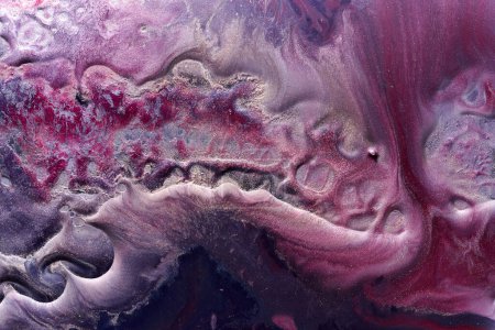 Foto de Luxury sparkling abstract background, liquid art. Violet red contrast paint mix, alcohol ink blots, marble texture. Modern print pattern - Imagen libre de derechos
