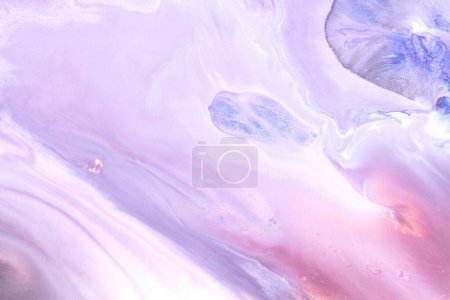 Photo for Luxury sparkling abstract background, liquid art. Violet lilac contrast paint mix, alcohol ink blots, marble texture. Modern print pattern - Royalty Free Image