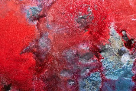 Foto de Luxury abstract background, liquid art. Blue red mix alcohol ink with golden paint blots, Earth water surface, marble texture - Imagen libre de derechos