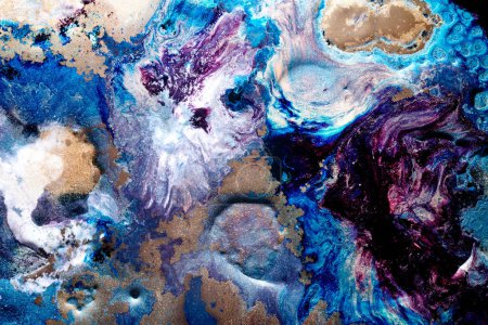 Photo for Luxury sparkling abstract background, liquid art. Multi-colored contrast paint mix, alcohol ink blots, marble texture. Modern print pattern - Royalty Free Image