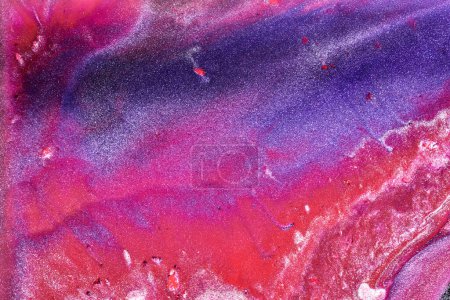 Photo for Luxury abstract background, liquid art. Blue red mix alcohol ink with golden paint blots, Earth water surface, marble texture - Royalty Free Image