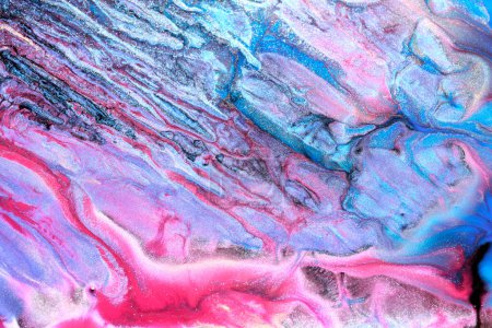 Luxury abstract background, liquid art. Blue red mix alcohol ink with golden paint blots, Earth water surface, marble texture