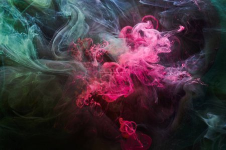 Photo for Multicolored contrast liquid art background. Paint ink explosion, abstract smoke mock-up - Royalty Free Image