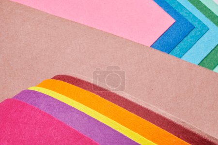 Foto de Multi-colored soft felt textile material, colorful patchwork texture fabric close-up - Imagen libre de derechos