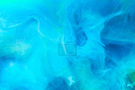 Photo for Blue contrast liquid art background. Paint ink explosion, abstract clouds of smoke mock-up, watercolor underwater - Royalty Free Image