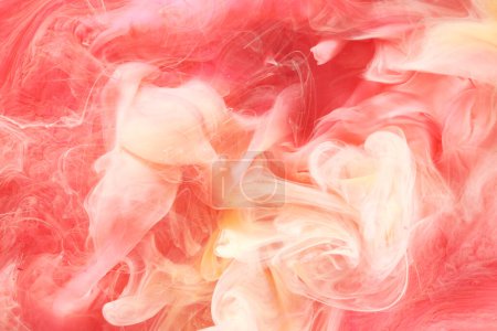 Photo for Light red contrast liquid art background. Paint ink explosion, abstract clouds of smoke mock-up, watercolor underwater - Royalty Free Image