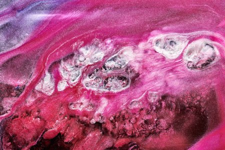 Photo for Luxury sparkling abstract background, liquid art. Pink contrast paint mix, alcohol ink blots, marble texture. Modern print pattern - Royalty Free Image