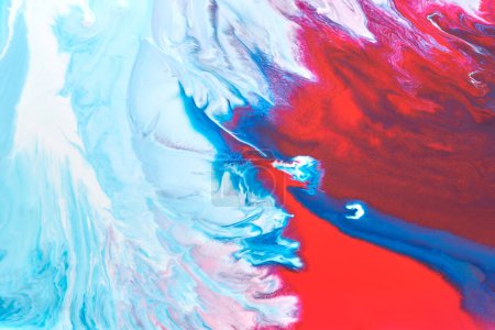 Photo for Abstract creative background liquid art, contrast paint stains and blots, blue red alcohol ink - Royalty Free Image