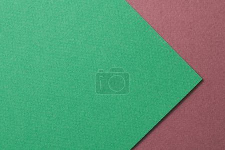 Photo for Rough kraft paper background, paper texture burgundy green colors. Mockup with copy space for text - Royalty Free Image