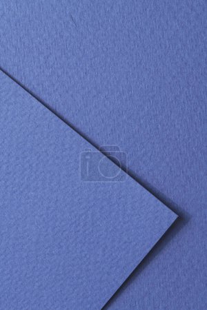 Photo for Rough kraft paper pieces background, geometric monochrome paper texture blue color. Mockup with copy space for text - Royalty Free Image