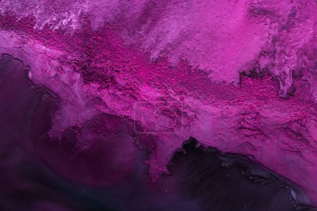 Foto de Fondo abstracto creativo multicolor. Tinta de alcohol rosa. Olas, manchas, manchas y pinceladas de pintura, textura de mármol - Imagen libre de derechos