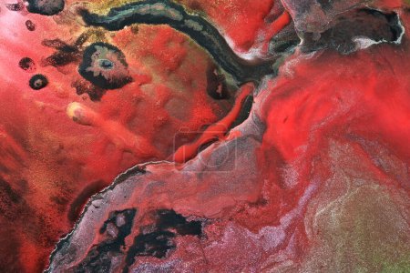 Photo for Multicolored creative abstract background. Red dark alcohol ink. Explosion, stains, blots and strokes of paint. luxury marble texture - Royalty Free Image