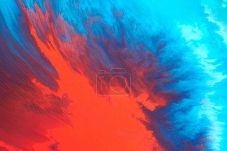 Photo for Multicolored creative abstract background. Red blue alcohol ink. Explosion, stains, blots and strokes of paint, marble texture - Royalty Free Image