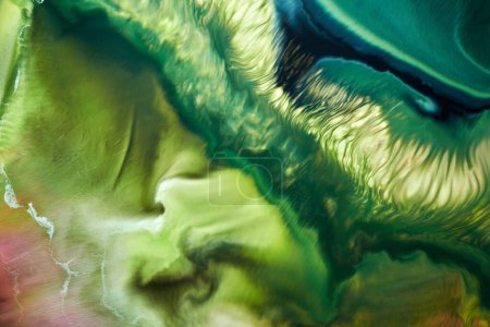Photo for Abstract green color background. Multicolored fluid art. Waves, splashes and blots acrylic alcohol ink, paints under water - Royalty Free Image