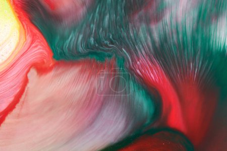 Photo for Multicolored creative abstract background. Red green alcohol ink. Explosion, stains, blots and strokes of paint. luxury marble texture - Royalty Free Image