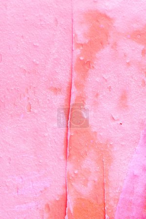 Photo for Decorative pink putty background. Wall texture with filler paste applied with spatula, chaotic dashes and strokes over plaster. Creative design, stone pattern, cemen - Royalty Free Image