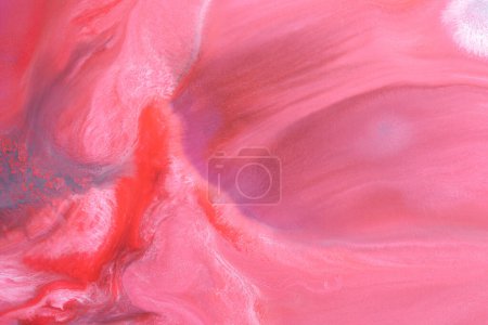 Foto de Fondo abstracto creativo multicolor. Tinta roja de alcohol rosa. Olas, manchas, manchas y pinceladas de pintura, textura de mármol - Imagen libre de derechos