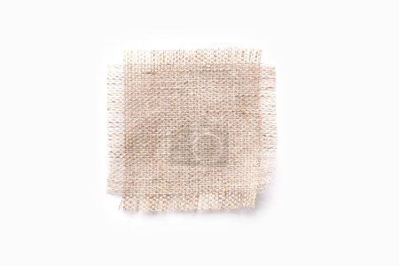 Photo for Set of linen pieces isolated cut out on white background with copy space. Fabric samples mocku - Royalty Free Image