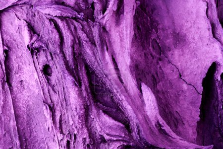 Photo for Decorative purple putty background. Wall texture with filler paste applied with spatula, chaotic dashes and strokes over plaster. Creative design, stone pattern, cemen - Royalty Free Image