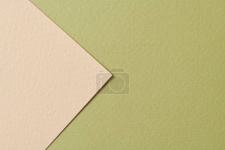 Photo for Rough kraft paper background, paper texture green beige colors. Mockup with copy space for text - Royalty Free Image