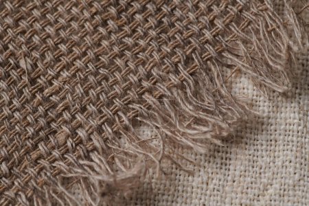 Photo for Linen in different textures and colors. Natural fabrics from organic flax and cotton, homespun textile handmade. Burlap and canvas for eco, rustic, boho, hygge decor closeup background - Royalty Free Image