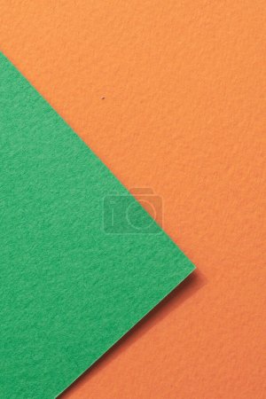 Photo for Rough kraft paper background, paper texture orange green colors. Mockup with copy space for text - Royalty Free Image