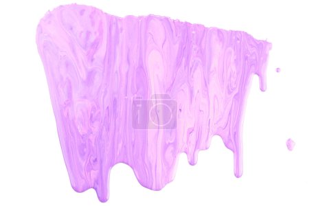 Photo for Paint drops flowing down on white paper. Lilac purple ink blots abstract background - Royalty Free Image
