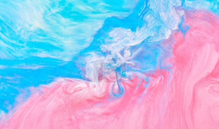 Photo for Multicolored creative abstract background. Texture of acrylic paint. Stains and blots of alcohol ink pink blue colors, fluid ar - Royalty Free Image