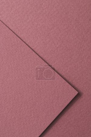 Photo for Rough kraft paper pieces background, geometric monochrome paper texture burgundy wine color. Mockup with copy space for tex - Royalty Free Image