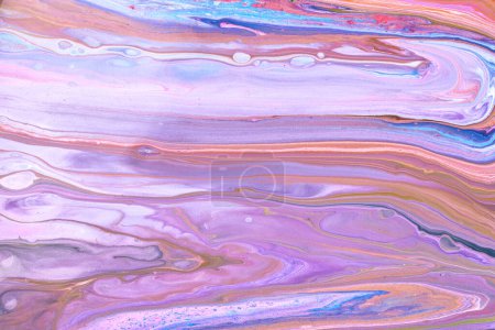 Photo for Exclusive beautiful pattern, abstract fluid art background. Flow of blending multicolored paints mixing together. Blots and streaks of ink texture for print and desig - Royalty Free Image