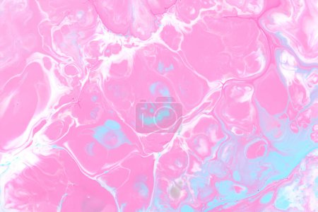 Foto de Patrón hermoso exclusivo, fondo de arte fluido abstracto. Flujo de mezcla de pinturas de color rosa azul que se mezclan. Manchas y rayas de textura de tinta para imprimir y desear - Imagen libre de derechos